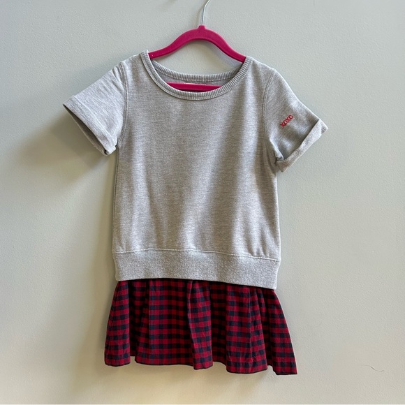 Peek Other - Peek Girls Gray Plaid Short Sleeve Sweater Dress, Size 4-5